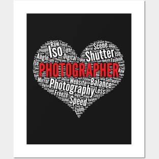 Photographer Heart Shape Word Cloud Photography Camera design Posters and Art